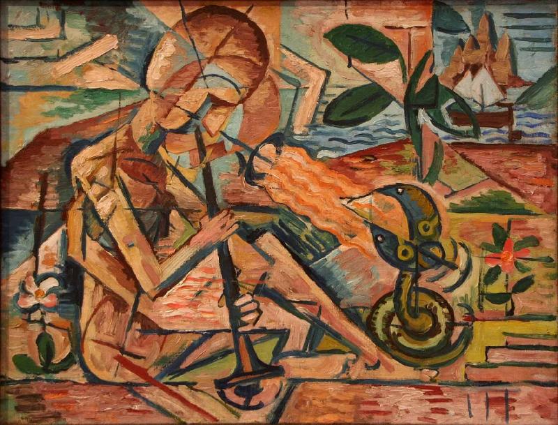 Bohumil Kubista Fakir Taming Snakes Spain oil painting art